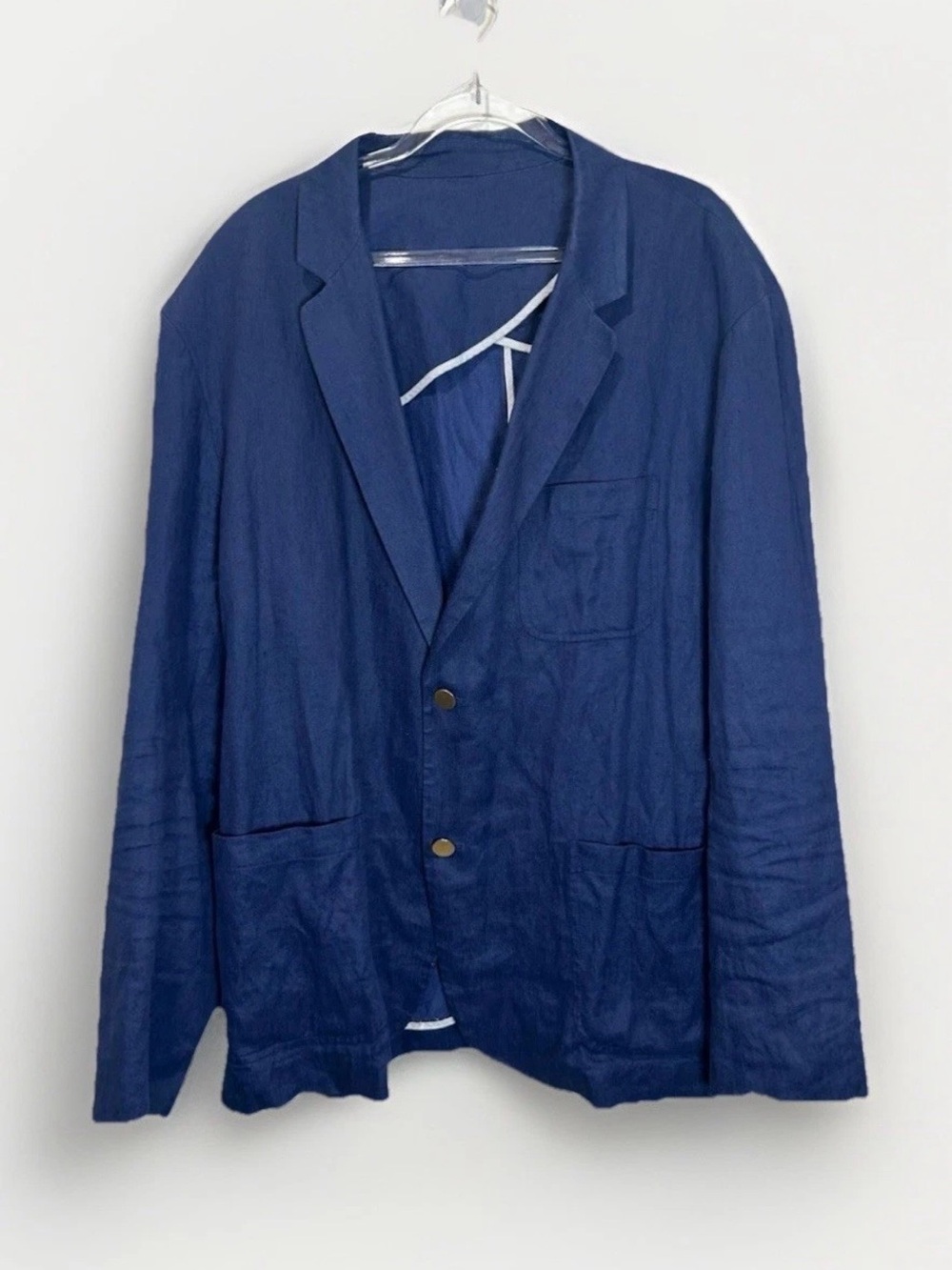 Vince Blazer Jacket Linen Cotton Mens XXL Navy Blue 2 Button Casual Sports Coat